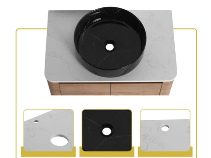 Wall Mounted Bathroom Vanity With Art Sink & 1 Soft Close Door