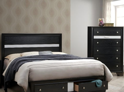 Madrid - Queen Bed With Storage Drawers And Nickel Handles - Black