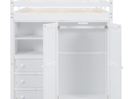Loft Bed With Built In Wardrobe, Shelves And Drawers