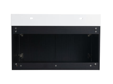 Modern Wall Mounted Bathroom Vanity With Thick Edge Resin Sink And Storage Rack