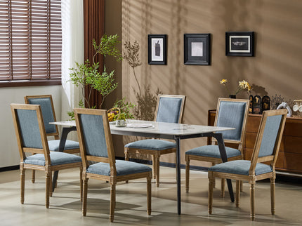 French Country Style Dining Chair With Upholstered Seating And Fluted Legs