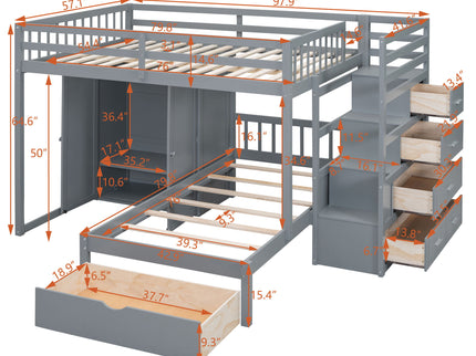 Bunk Bed With Wardrobe, Drawers