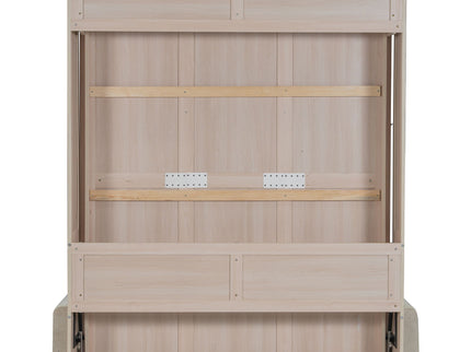 Queen Size Murphy Bed With Sofa And LED - Beige