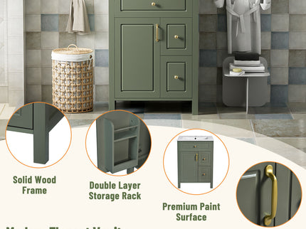 Elegant Bathroom Vanity With Ceramic Sink, Soft Close Doors And Drawers, Double Storage Racks