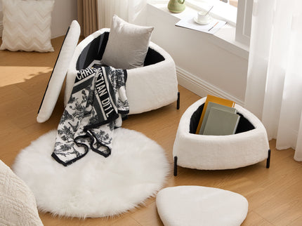 Upholstered Storage Ottoman Set With Reversible Lid