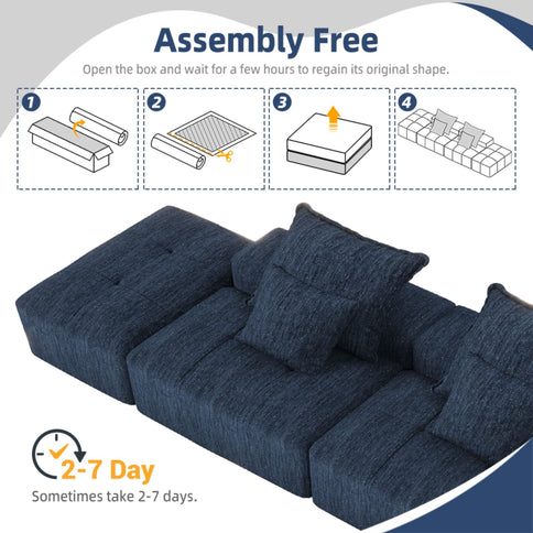 Modern Oversized Diy Combination Modular Sectional Sofa & Pillows