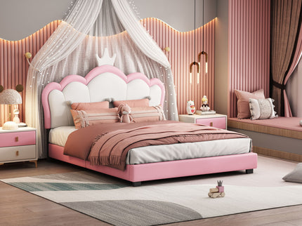 Upholstered Princess Platform Bed With Crown Headboard
