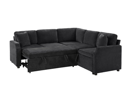 Modern L Shaped Sectional Sofa Bed With Hidden Storage Upholstery