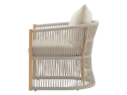 Modern Curved Aluminum Lounge Chair With Stylish Rope Weave Design And Cushioned Comfort For Outdoor