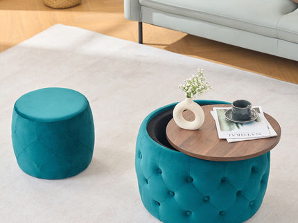 Nesting Ottomans 2 Piece With Tray, 4 In 1 Function