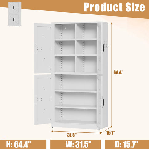 Kitchen Pantry Cabinet With Adjustable Shelves, Heavy Duty Storage - White