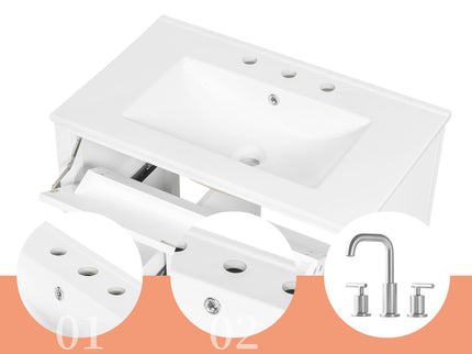 Modern Bathroom Vanity With Sink, 3 Drawers And Adjustable Shelf