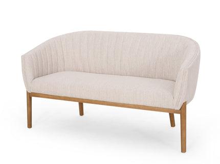 Mid Century Modern Loveseat With Channel Stitched Backrest
