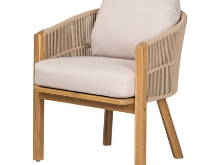 Grotta - Outdoor Dining Arm Chair (Set of 2) - Teak / Beige