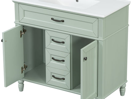 Bathroom Vanity With Sink, Flip-Out Top Drawer, Soft Close Doors, 2 Storage Drawers