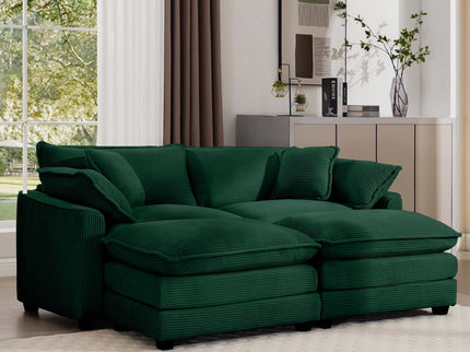 Modern Modular Cushion Sofa With Ottoman, Low Back, Deep Seating Sofa Set