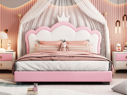 Upholstered Princess Platform Bed With Crown Headboard