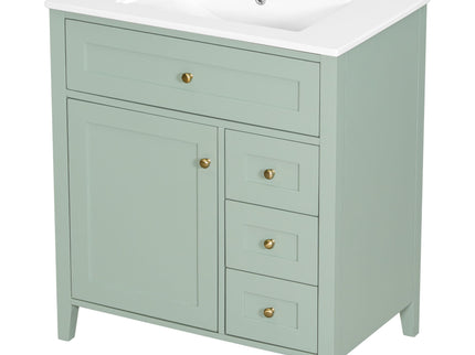 Bathroom Vanity With Sink, 3 Drawers And Adjustable Shelf
