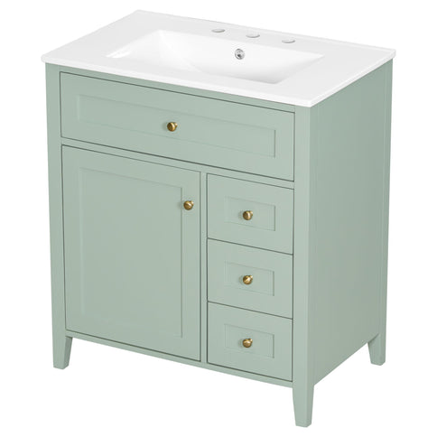 Bathroom Vanity With Sink, 3 Drawers And Adjustable Shelf