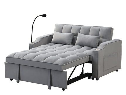 Modern Loveseat With Pullout Bed, Adjustable Reclining Backrest
