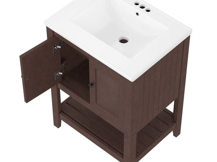 Modern Bathroom Vanity With Sink And Open Shelf
