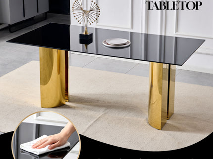 Rectangular Dining Table - Gold / Black