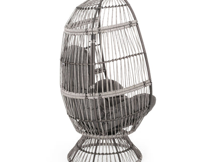 Patio Swivel Basket Egg Chair With Cushion