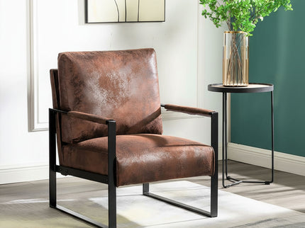 Accent Chair With Durable Square Frame, Armchair For Living Room - Brown