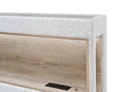 Sacha - Bed With LED And Bookcase Headboard, Built In Siderail Storage