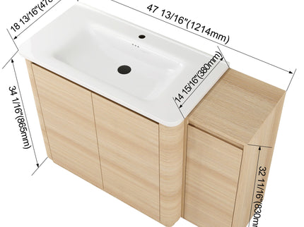 Freestanding Bathroom Vanity With Sink, 1 Small Storage Cabinet, Soft Close Door