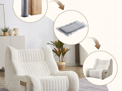 Bean Bag Chair For Adults, Lazy Floor Sofa Couch Memory Foam Bean Bag Sofas Chenille Fabric Reading Chair Comfortable Corner Lounge Sofa For Living Room - White