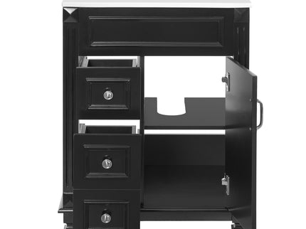 Bathroom Vanity With Sink, Compact Cabinet & 2 Drawers And Adjustable Shelf