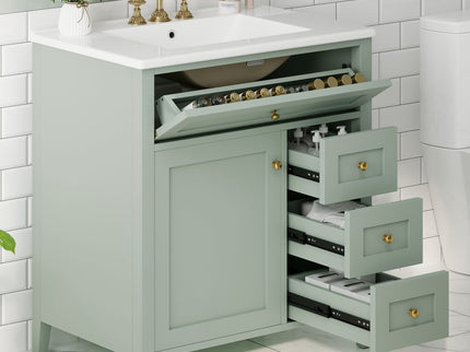 Bathroom Vanity With Sink, 3 Drawers And Adjustable Shelf