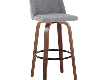 Toriano - Mid Century Modern Fixed Height Barstool Swivel And Round Footrest (Set of 2)