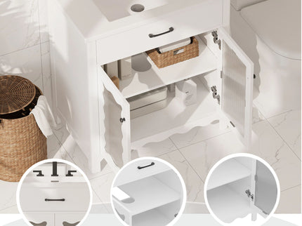 Modern Bathroom Vanity With Tempered Glass Doors