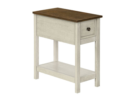 Accent End Table, 2 Tier, Narrow, Lamp, Storage Drawer, Charming Design