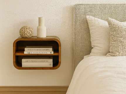Floating Open Curve Nightstand - Oak