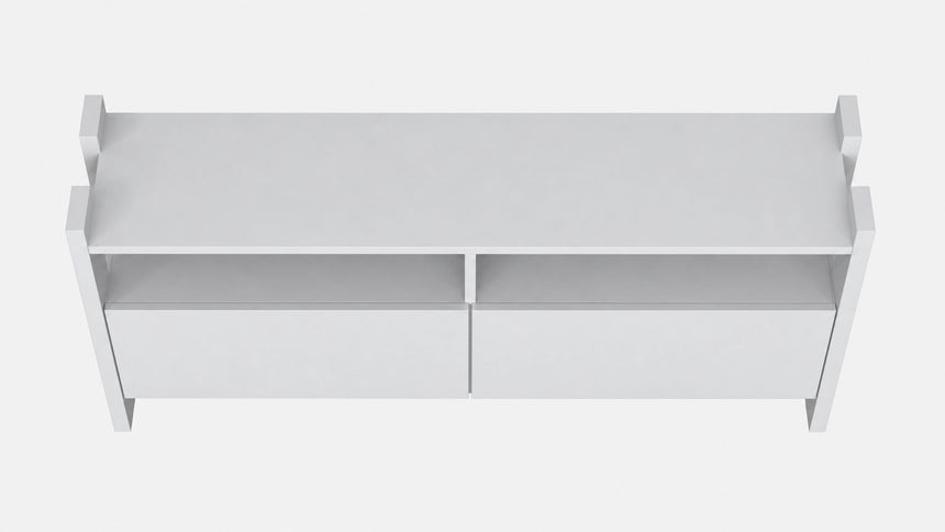 TV Stand For TVs Up To 55" With Open Shelves And 2 Drawers - White