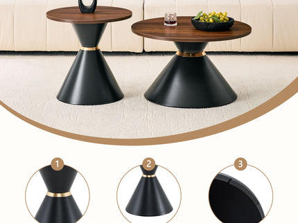 2 Piece Round Coffee Table Set For Living Room