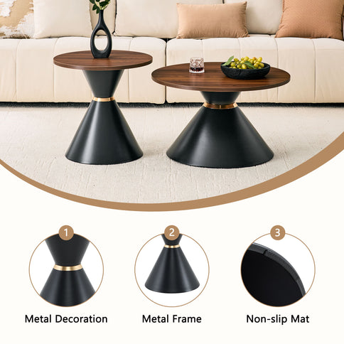 2 Piece Round Coffee Table Set For Living Room