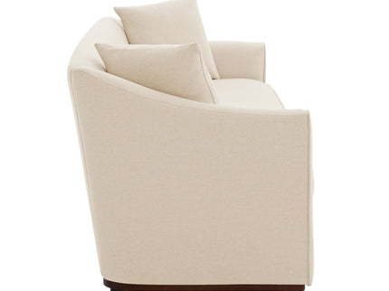 3 Seater Sofa With Wrap Around Armrests And Throw Pillows, For Living Room - Oatmeal