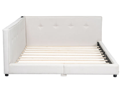 Modern Upholstered Platform Bed With USB Ports And LED Belt