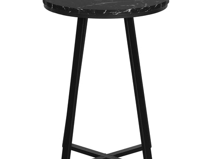 Accent Table, Side, Round Marble Look Contemporary & Modern - Black