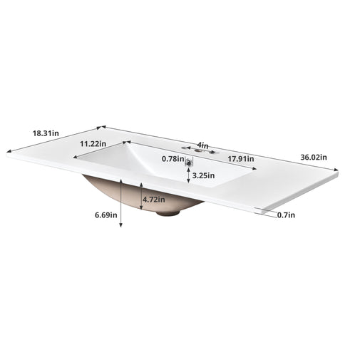 Bathroom Vanity With Top Sink, 2 Drawers And Tip Out Drawer