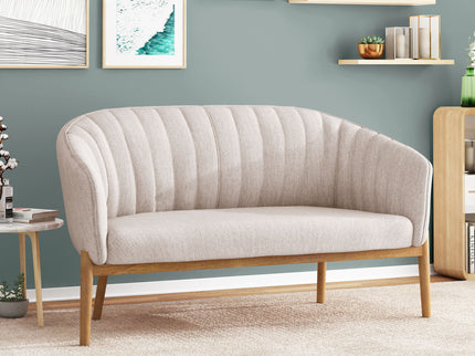 Mid Century Modern Loveseat With Channel Stitched Backrest