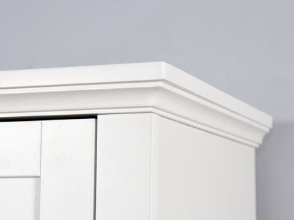 Wooden Bathroom Floor Storage Cabinet With 2 Doors And 6 Shelves - White
