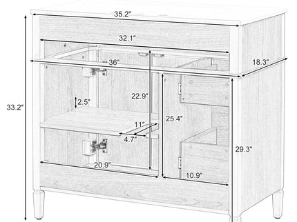 Bathroom Vanity With Sink, 3 Drawers & 2 Doors