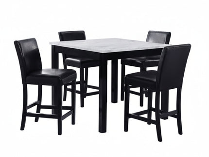 Modern 5 Piece Counter Height Dining Set With Tufted Nail Head Chairs