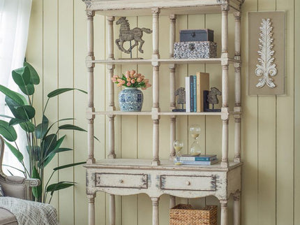 Adela - French Country Bookcase Display Storage Shelf Etageres - Antique White