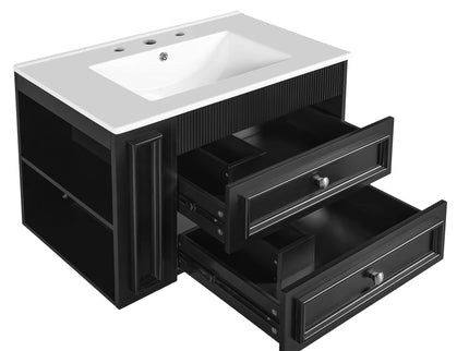 Wall Mounted Bathroom Vanity With 2 Drawers, Sink, Floating Storage Unit